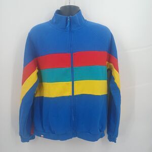 Lego 3 Stripe Zip Up Sweatshirt Mens Large Blue Retro Surf Streetwear